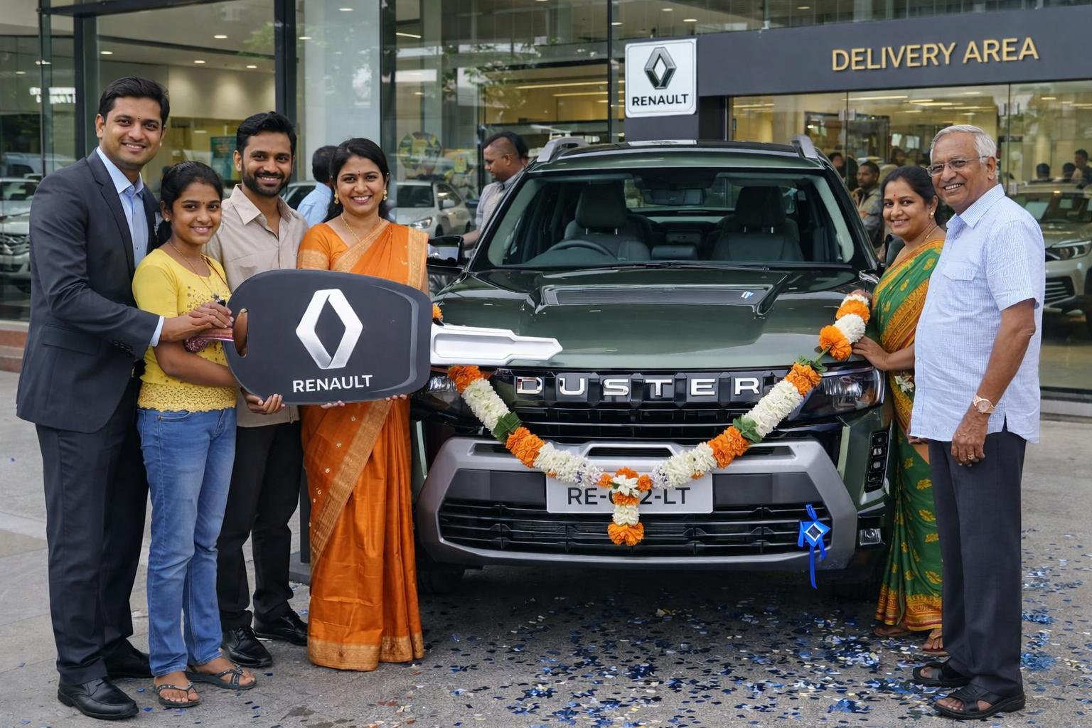 new renault duster india delivery customer handover ceremony showroom SUV