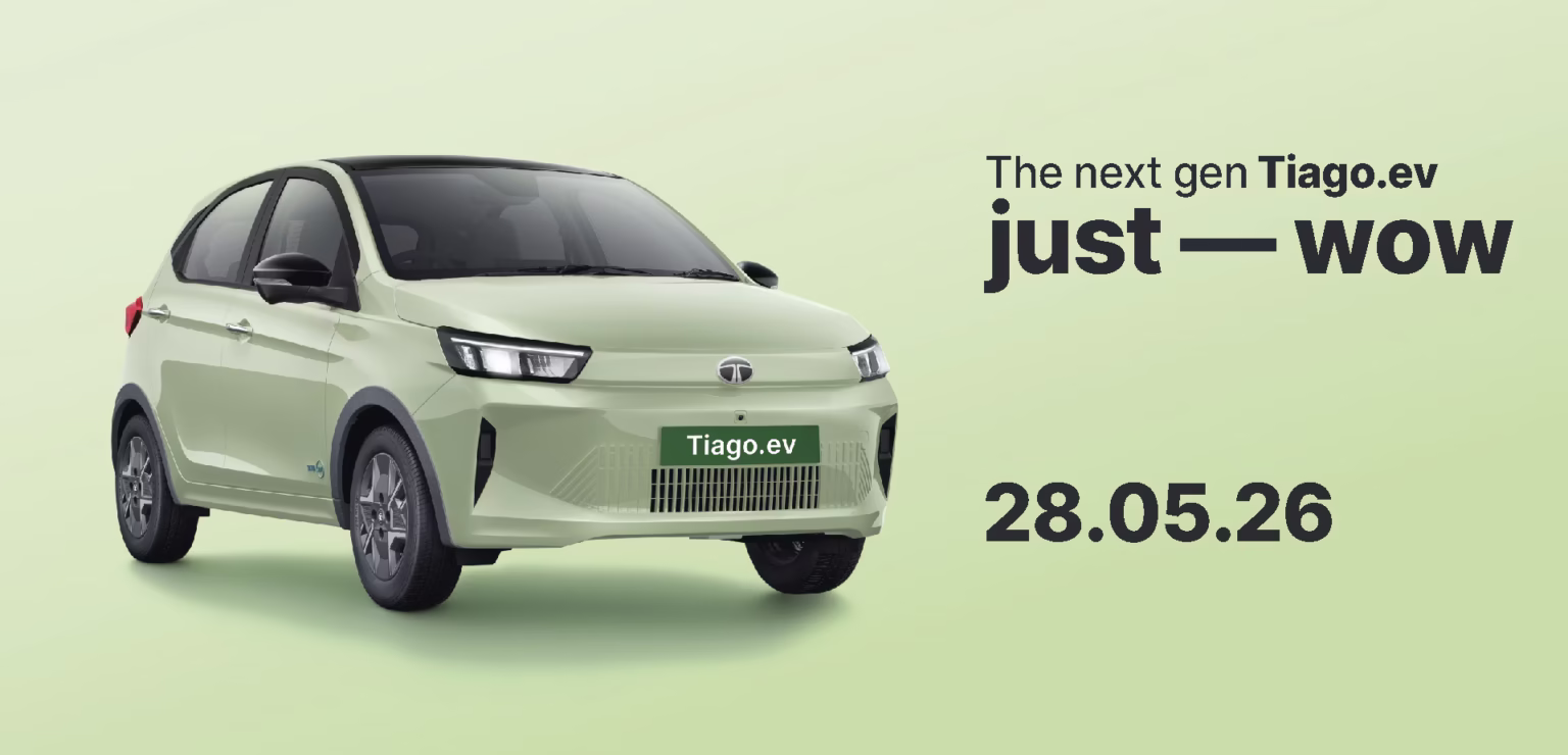 Tata Tiago EV facelift launch date May 28 2026 official banner new electric hatchback India
