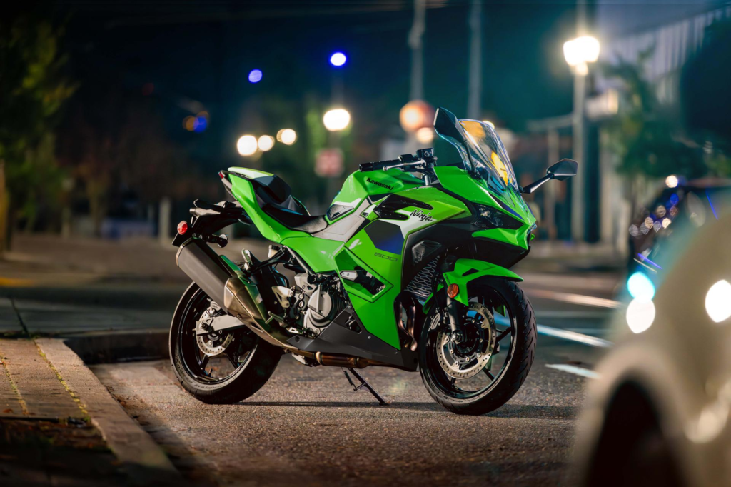 2026 Kawasaki Ninja 500 premium sports motorcycle featuring race-inspired styling, sleek body panels, LED headlamps, and a 451cc liquid-cooled parallel-twin engine. Designed for confident street riding, weekend touring, and an exciting entry into the Kawasaki Ninja lineup.